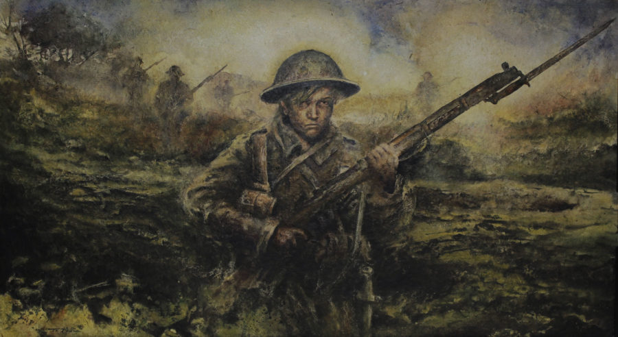 Boy Soldier, 101 x 185 cm, Mixed Media